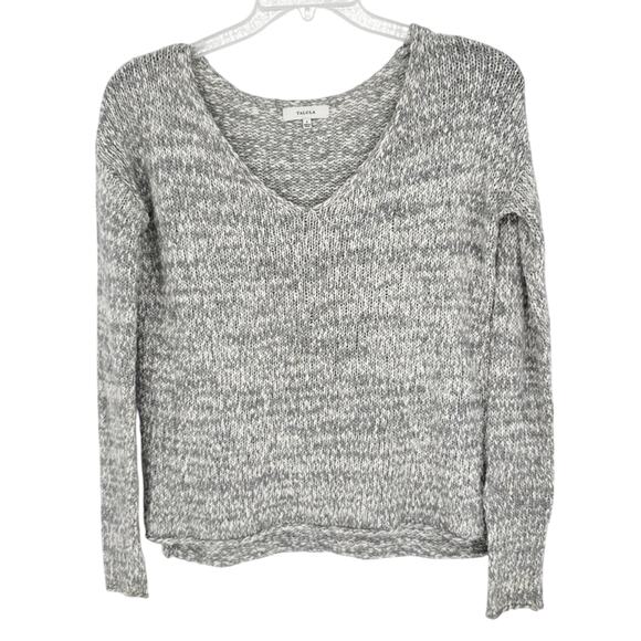 ARITZIA Talula Azurelee Heathered Grey V-Neck Long Sleeve Knit Sweater Size S - Picture 4 of 12